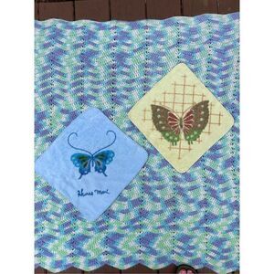 Vintage Butterfly Washcloths Set of 3